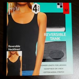 4 Pack Felina, Ladies Reversible Tank, Converts to V-Neck or Scoop Neck.